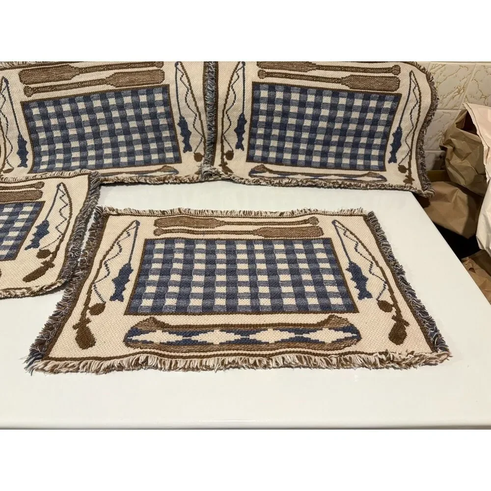 lot of 4 tapestry knit cabin placemats